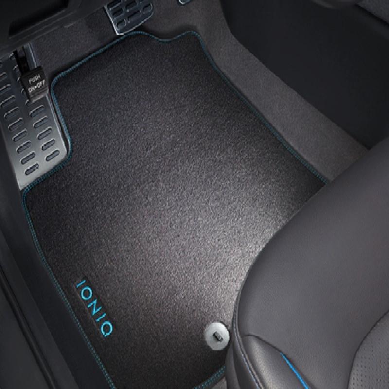 Hyundai IONIQ 5 Fußmatten, Velours  ohne verschiebbare Mittelkonsole, mit blauem Logo