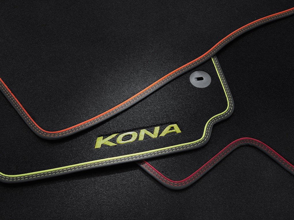 Hyundai KONA OS, KONA N Fußmatten, Velours mit orangenem Akzenten (Bj. ab 11.2017-03.2023)